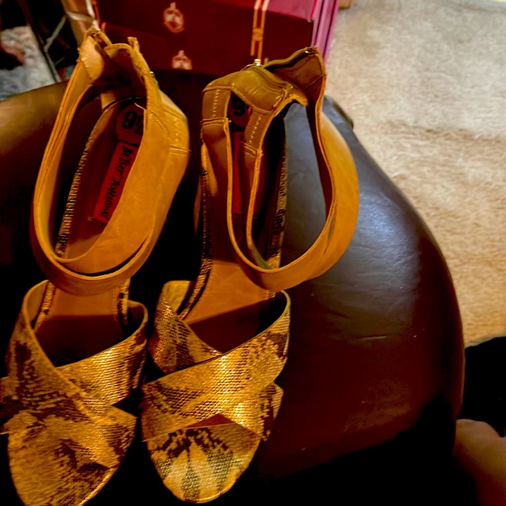 Betsy Johnson snake skin sandal.  31/2 inch heel.